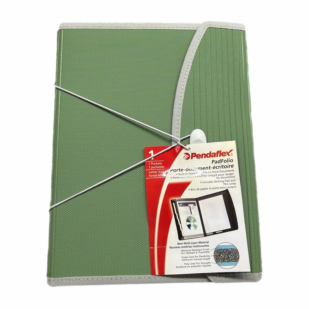 VTG Pendaflex PadFolio Green 7 Pocket Expanding File Portfolio Writing Pad New